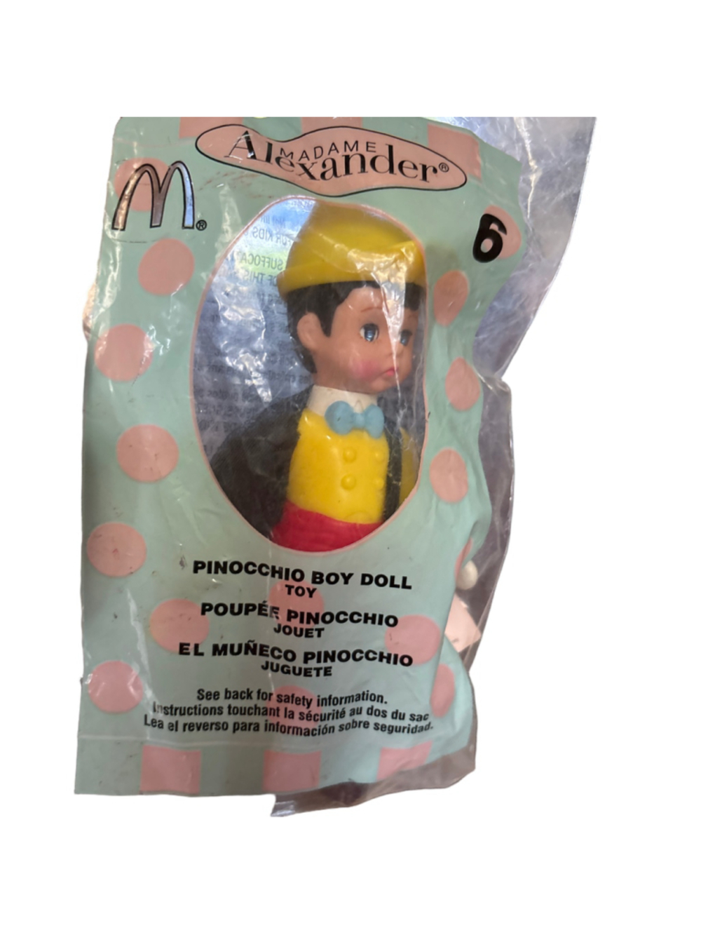 Vintage Madame Alexander Pinocchio Boy Doll One Size Yellow Red